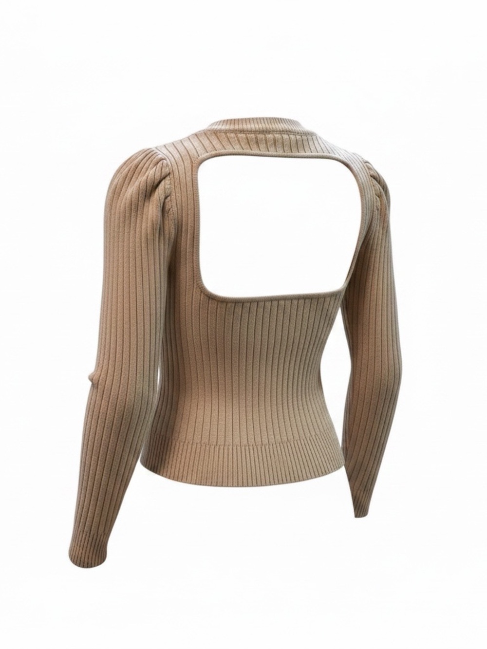 ASTR The Label Ribbed Puff Shoulder Sweater with Open Back - Picture 3 of 8